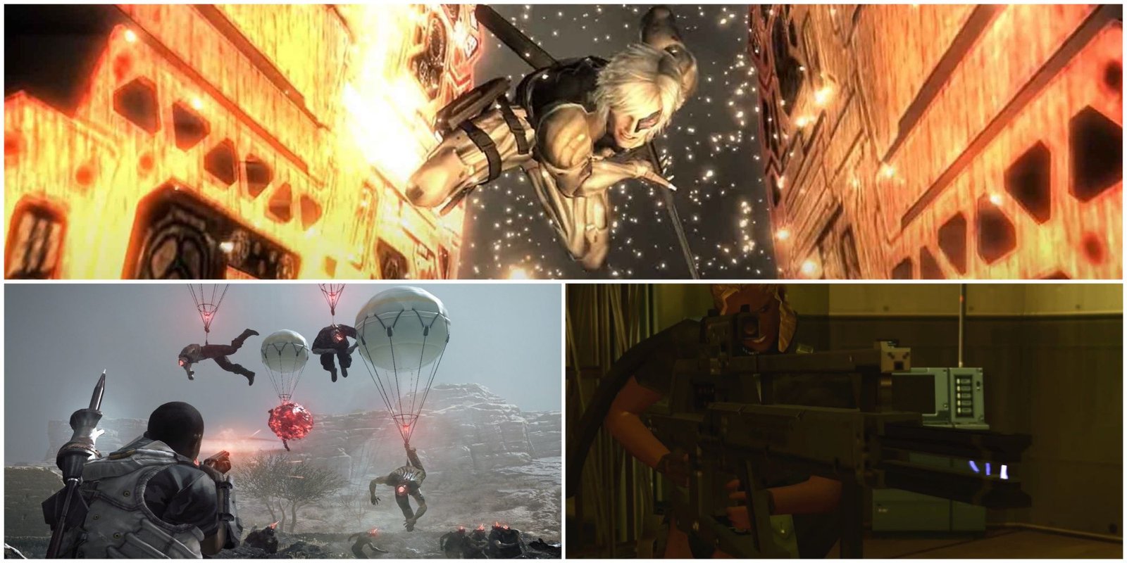 Raiden's High-Frequency Blade, MGS Survive Fulton Balloons, Metal Gear Online Railgun