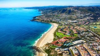 an aerial photograph of the beaches of Orange County, California