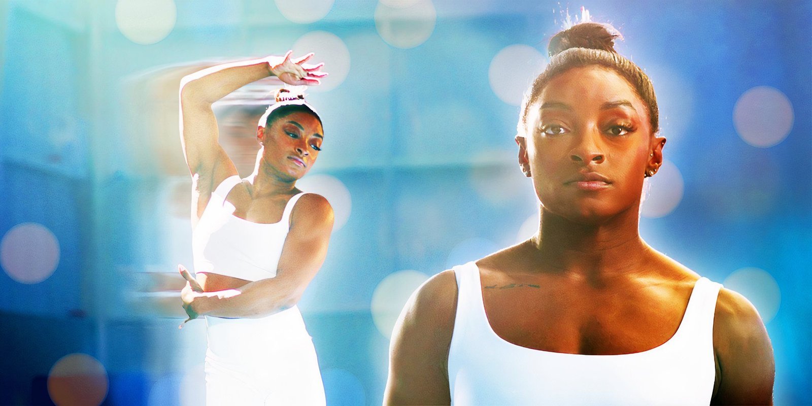 Simone Biles looks at the camera in Simone Biles Rising