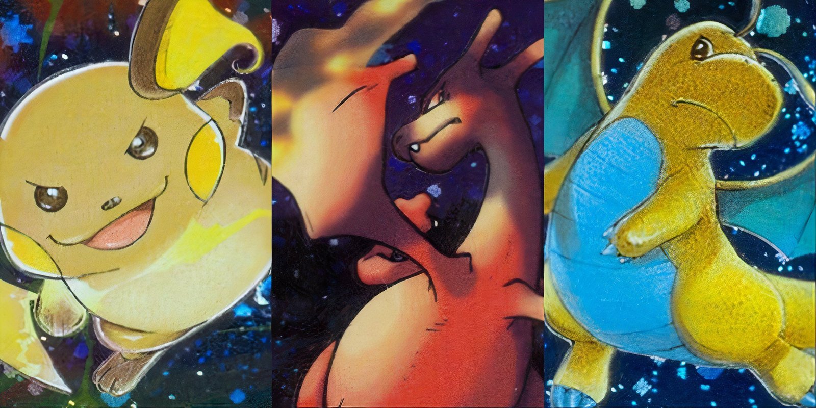 Artwork for Dark Raichu Dark Charizard Dark Dragonite Pokemon TCG Team Rocket