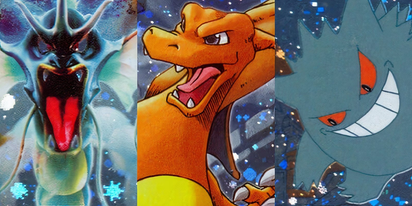 Screenshot of Artwork for Gyarados Charizard and Gengar Skyridge Pokemon TCG